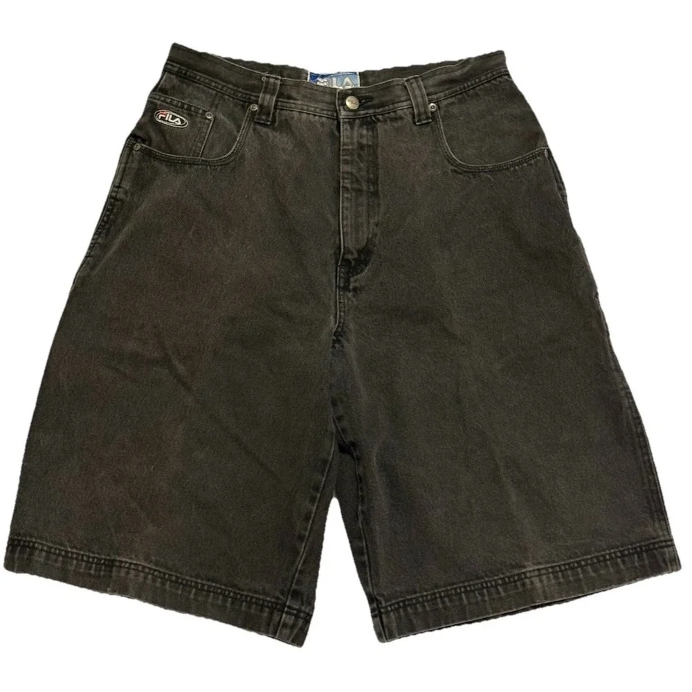 Fila Vintage‎ Men's Denim Shorts Size 36 Retro Jean Style Dark Grey/Black